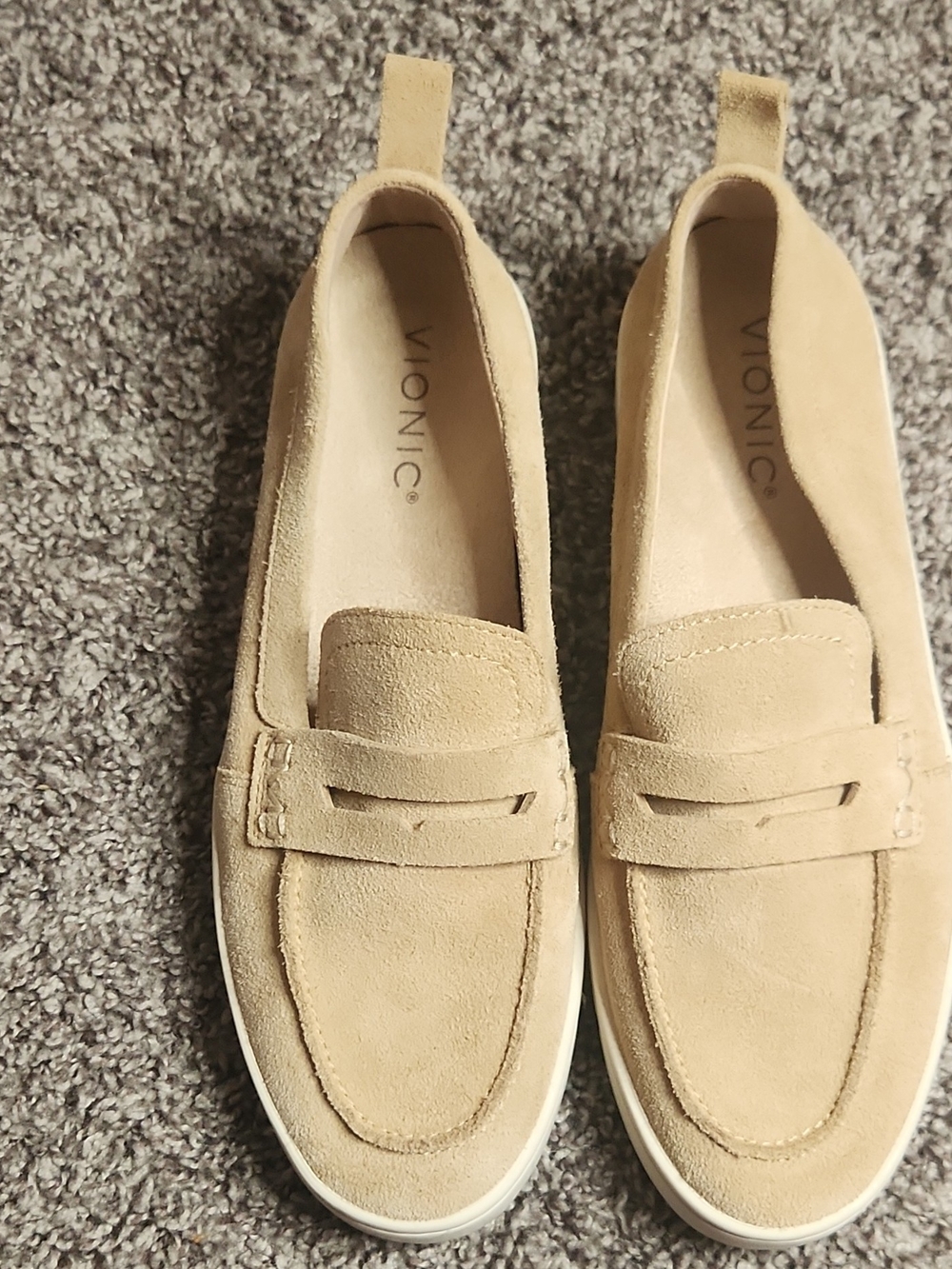 Vionic Tan Suede Uptown Penny Loafers - Slip-On Comfort Sz 8.5
